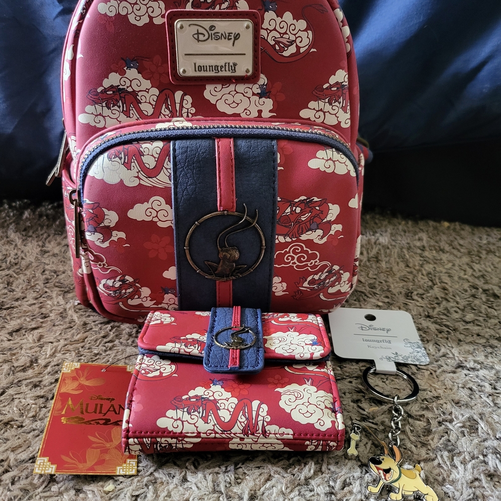 Disney Loungefly Mulan Backpack and Wallet Set